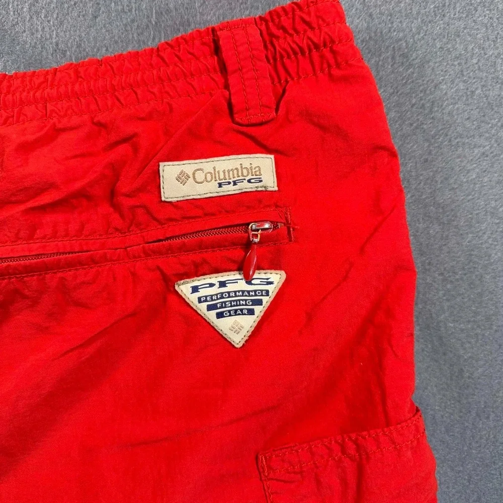 Columbia PFG Swim Trunks Mens L Red Omni Shade 40x16 Fishing Shorts